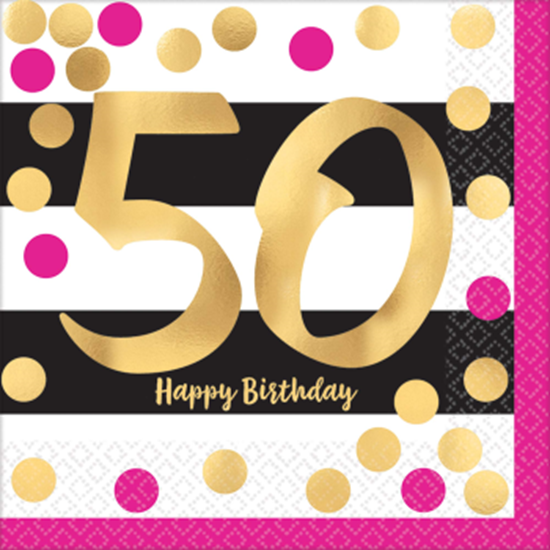 Image sur 50th - PINK AND GOLD MILESTONE - LUNCHEON NAPKIN