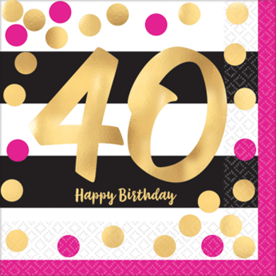 Image sur 40th - PINK AND GOLD MILESTONE - LUNCHEON NAPKIN