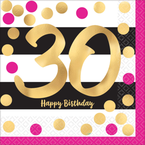 Image sur 30th - PINK AND GOLD MILESTONE - LUNCHEON NAPKIN