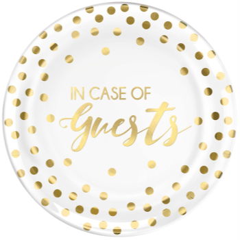 Image de B IN CASE OF GUESTS - 7" RDN PLS PLATES 20CT - WHITE W/ GOLD DOTS