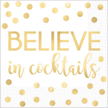 Image de B  BELIEVE IN COCKTAILS -  FOIL BEVERAGE NAPKIN