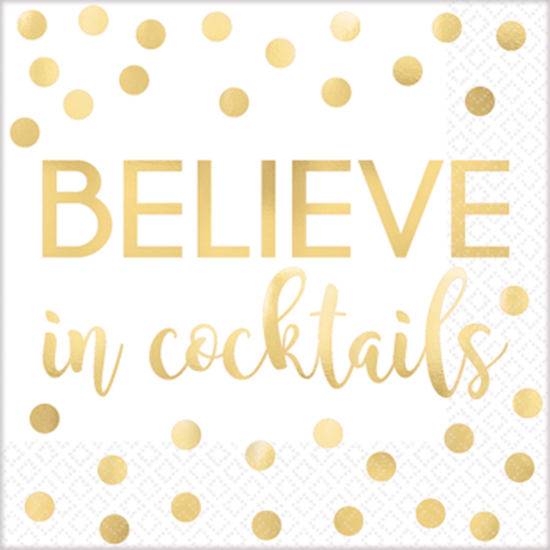 Picture of B  BELIEVE IN COCKTAILS -  FOIL BEVERAGE NAPKIN