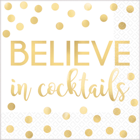 Image sur B  BELIEVE IN COCKTAILS -  FOIL BEVERAGE NAPKIN