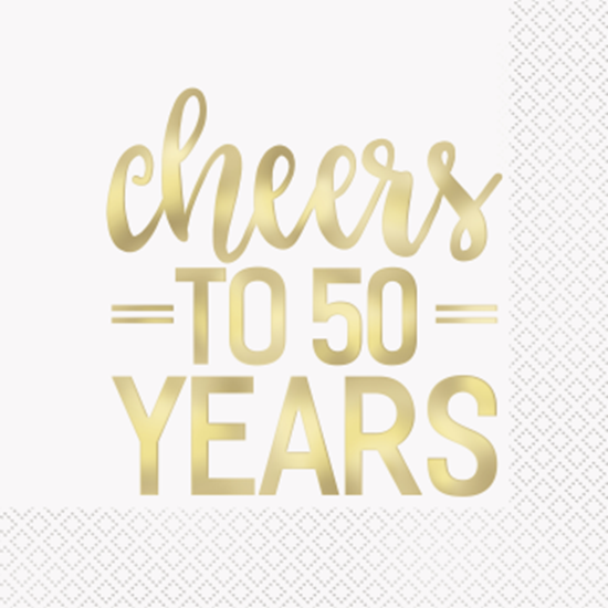 Image sur 50th CHEERS TO 50 YEARS - GOLD FOIL LUNCHEON NAPKIN