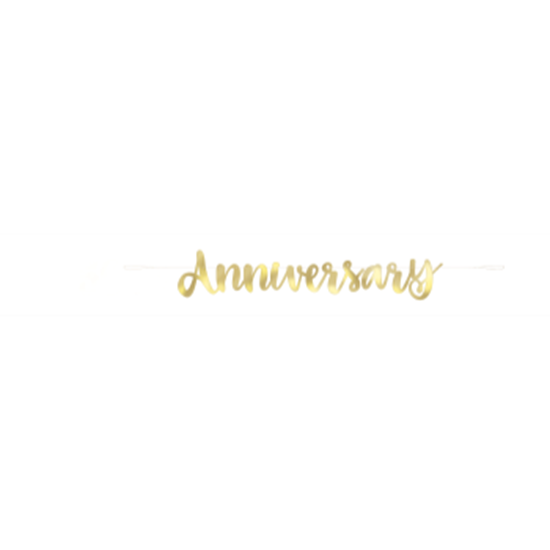 Picture of HAPPY ANNIVERSARY GOLD SCRIPT LETTER BANNER