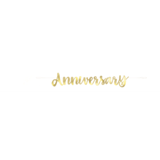 Image sur HAPPY ANNIVERSARY GOLD SCRIPT LETTER BANNER