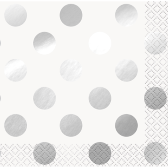 Picture of SILVER FOIL DOTS BEVERAGE NAPKIN