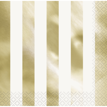 Image de GOLD FOIL STRIPES LUNCHEON NAPKIN