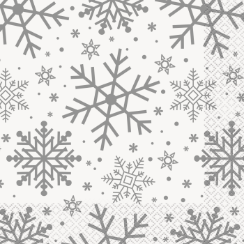 Image de TABLEWARE - SILVER & GOLD HOLIDAY SNOWFLAKES - LUNCHEON NAPKINS