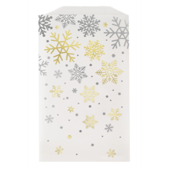 Picture of DECOR - SILVER & GOLD HOLIDAY SNOWFLAKES TREAT BAGS