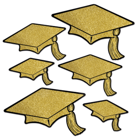 Picture of DECOR - GLITTERED FOIL GRAD CAP CUT OUTS