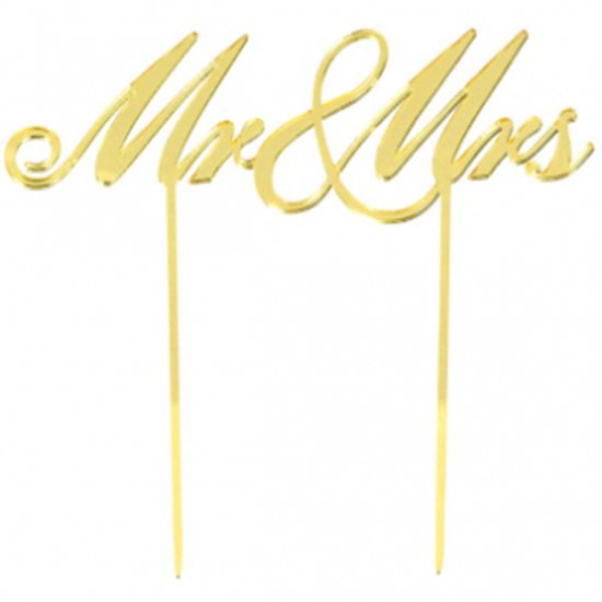 Picture of MR & MRS CAKE TOPPER - GOLD MIRRORED