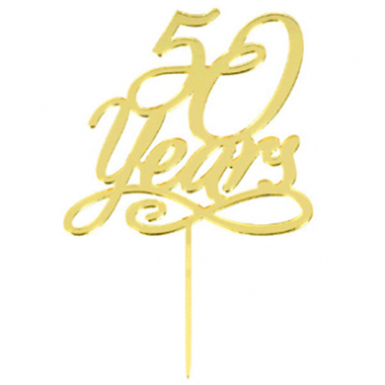 Image sur 50 YEARS CAKE TOPPER - GOLD MIRRORED