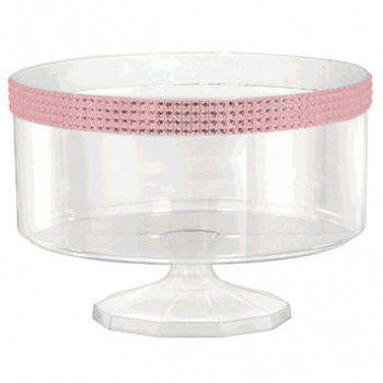 Picture of CLEAR LARGE TRIFLE CONTAINER WITH PINK GEMS BORDER