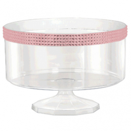 Image sur CLEAR LARGE TRIFLE CONTAINER WITH PINK GEMS BORDER