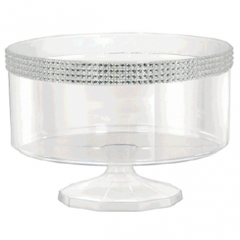 Image de CLEAR SMALL TRIFLE CONTAINER WITH SILVER GEMS BORDER