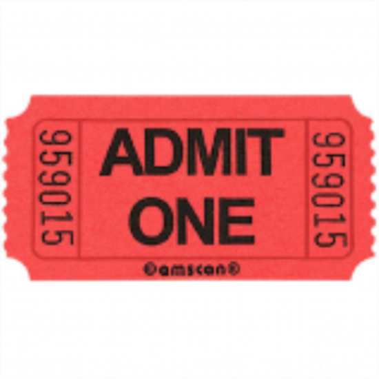 Picture of RED SINGLE ADMIT ONE TICKET - 2000 PER ROLL