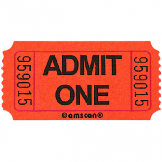 Picture of ORANGE SINGLE ADMIT ONE TICKET - 2000 PER ROLL