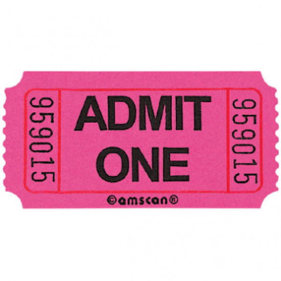 Picture of PINK SINGLE ADMIT ONE TICKET - 2000 PER ROLL