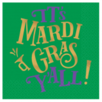 Image de MARDI GRAS Y'ALL BEVERAGE NAPKINS - HOT STAMPED