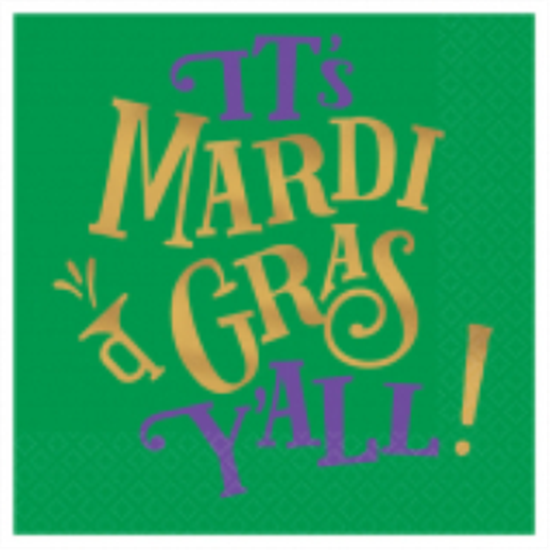 Picture of MARDI GRAS Y'ALL BEVERAGE NAPKINS - HOT STAMPED