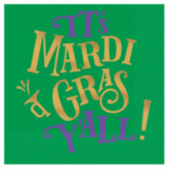 Image sur MARDI GRAS Y'ALL BEVERAGE NAPKINS - HOT STAMPED