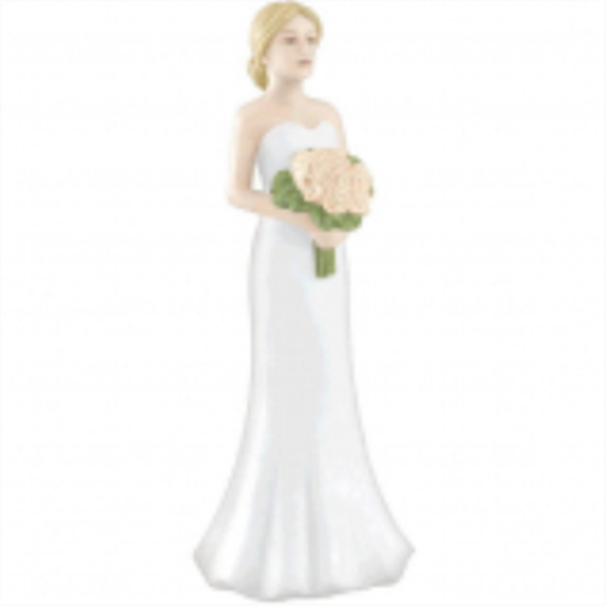 Picture of BLONDE BRIDE CAKE TOPPER WITH BOUQUET