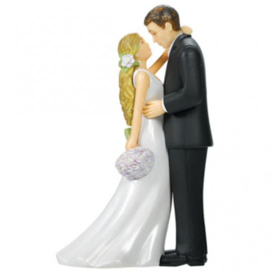 Image sur BRIDE AND GROOM CAKE TOPPER WITH BOUQUET