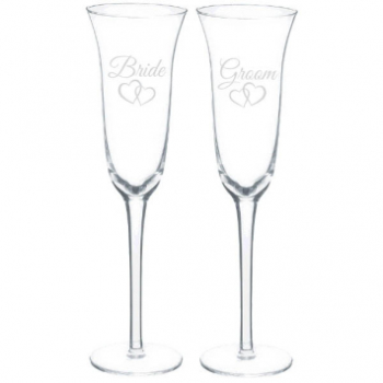 Image de TOASTING GLASS BRIDE AND GROOM - DOUBLE HEART