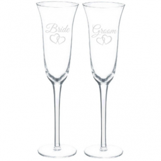 Image sur TOASTING GLASS BRIDE AND GROOM - DOUBLE HEART