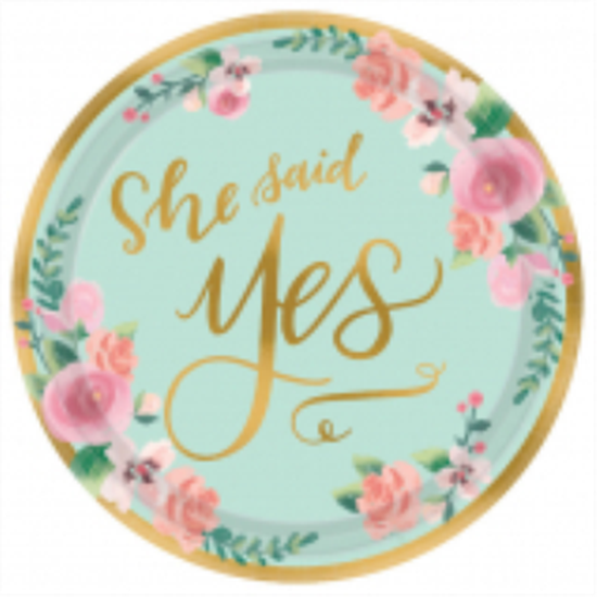 Picture of MINT TO BE 7" METALLIC PLATES - 8CT - SHE SAID YES
