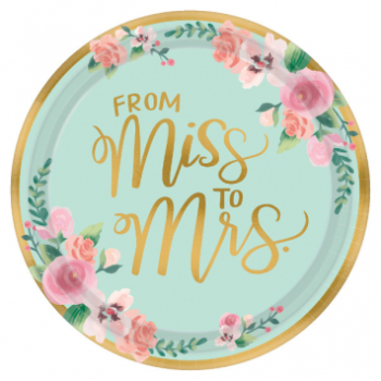 Image de MINT TO BE 10" METALLIC PLATES - 8CT - FROM MISS TO MRS