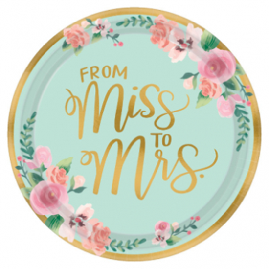 Picture of MINT TO BE 10" METALLIC PLATES - 8CT - FROM MISS TO MRS