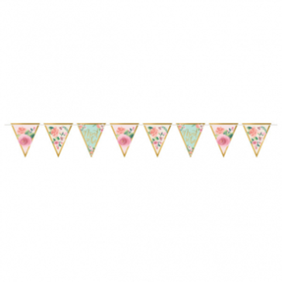 Picture of MINT TO BE PENNANT BANNER - FLORAL