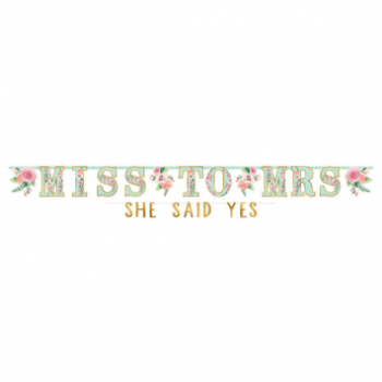 Image de MINT TO BE JUMBO LETTER BANNER - MISS TO MRS - SHE SAID YES