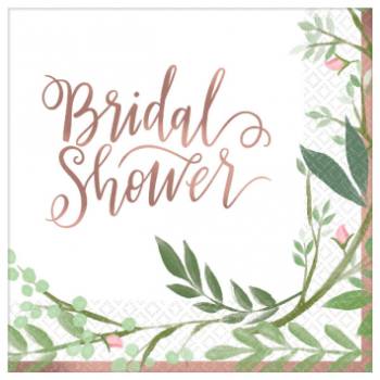 Image de LOVE AND LEAVES BEVERAGE NAPKINS - 16CT BRIDAL SHOWER