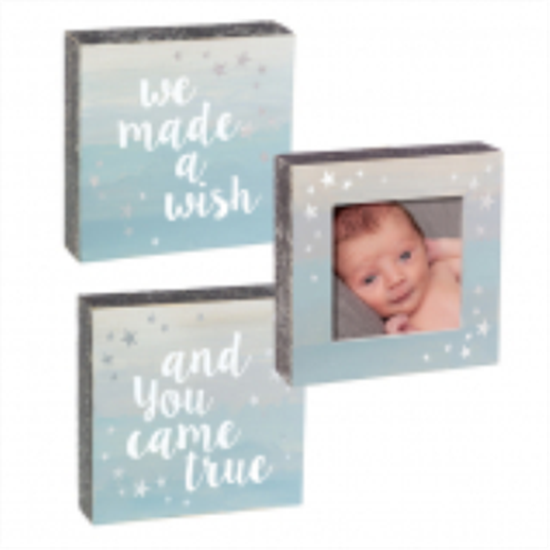 Picture of BLUE WE MADE A WISH PLAQUE AND FRAME SET