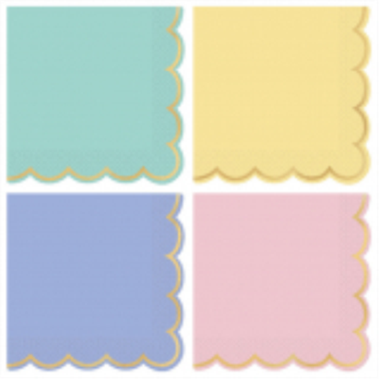 Picture of PASTELS SCALLOPED HOT STAMPED BEVERAGE NAPKINS