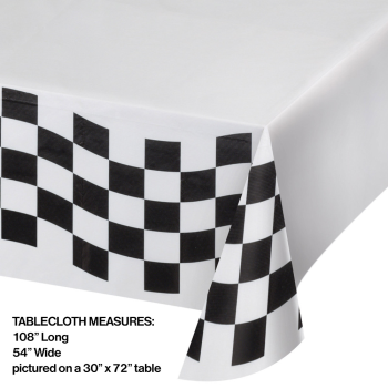Picture of CHECKERED BLACK AND WHITE PAPER TABLE COVER