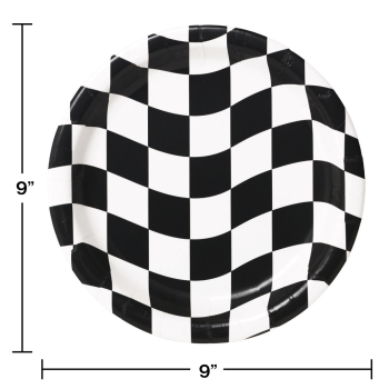 Image de CHECKERED BLACK AND WHITE 9" PLATES