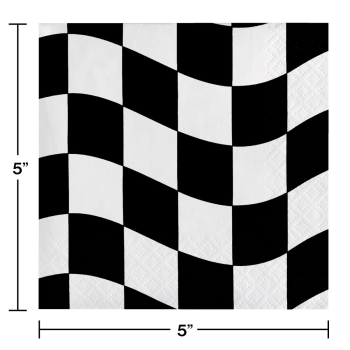 Picture of CHECKERED BLACK AND WHITE BEVERAGE NAPKINS
