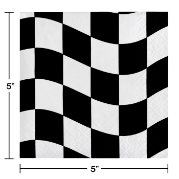 Image de CHECKERED BLACK AND WHITE BEVERAGE NAPKINS