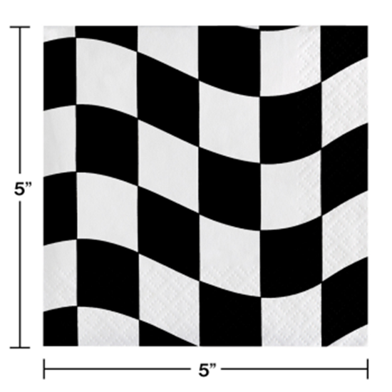 Image sur CHECKERED BLACK AND WHITE BEVERAGE NAPKINS