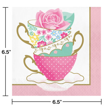 Picture of FLORAL TEA PARTY - LUNCHEON NAPKINS - TEACUP