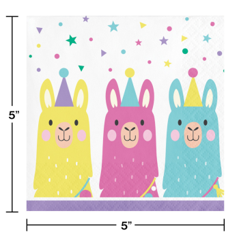 Picture of LLAMA PARTY - BEVERAGE NAPKINS