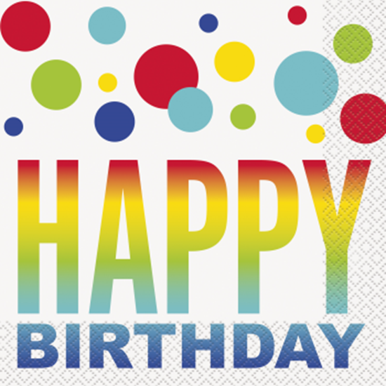 Image sur TABLEWARE - RAINBOW SPOT BIRTHDAY - LUNCHEON NAPKINS