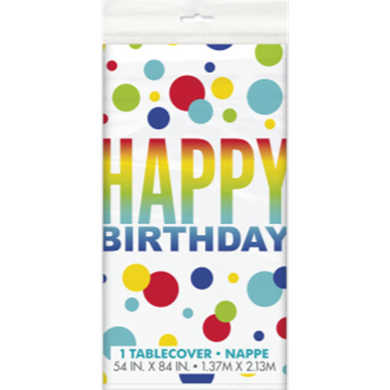 Picture of TABLEWARE - RAINBOW SPOT BIRTHDAY PLASTIC TABLE COVER