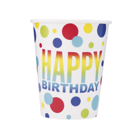 Picture of TABLEWARE - RAINBOW SPOT BIRTHDAY - 9oz CUPS