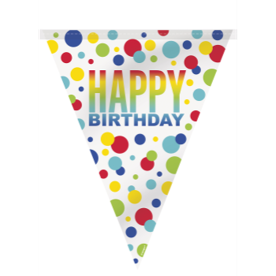 Image sur DECOR - RAINBOW SPOT BIRTHDAY FLAG BANNER - 12'