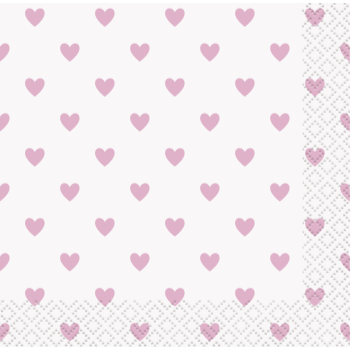 Image de PINK HEARTS BABY SHOWER BEVERAGE NAPKINS